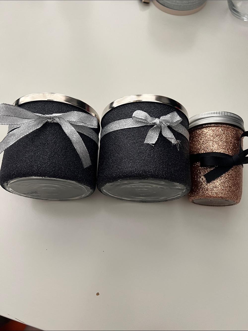 Glitter Jars with Ribbon